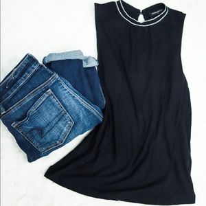 🐆Banana Republic, Black Beaded Neck Tank